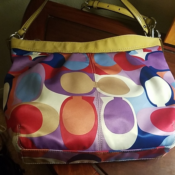 Coach signature colorful canvas hobo bag - Picture 1 of 6